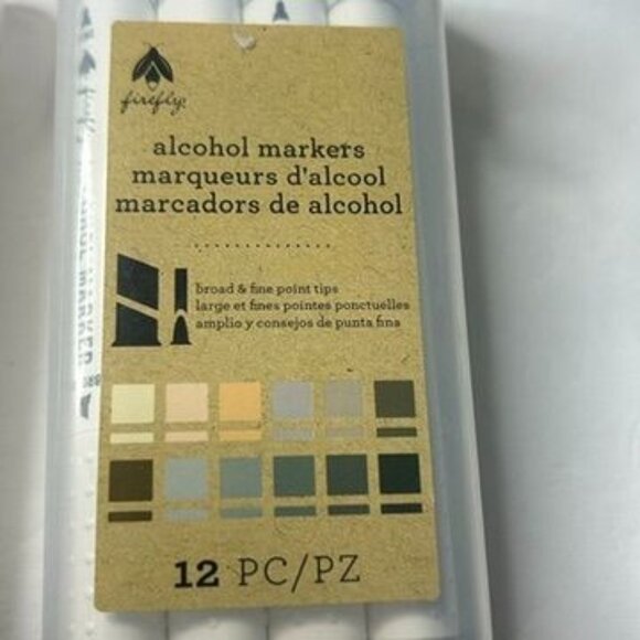 Firefly Alcohol Markers 12 Pc Set Broad & Fine Point Tips Assorted Colors - NEW - Picture 6 of 7